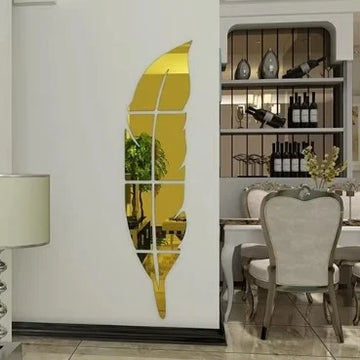 3D Acrylic Leaf Wall Mirror – Silver Decorative Room Decor