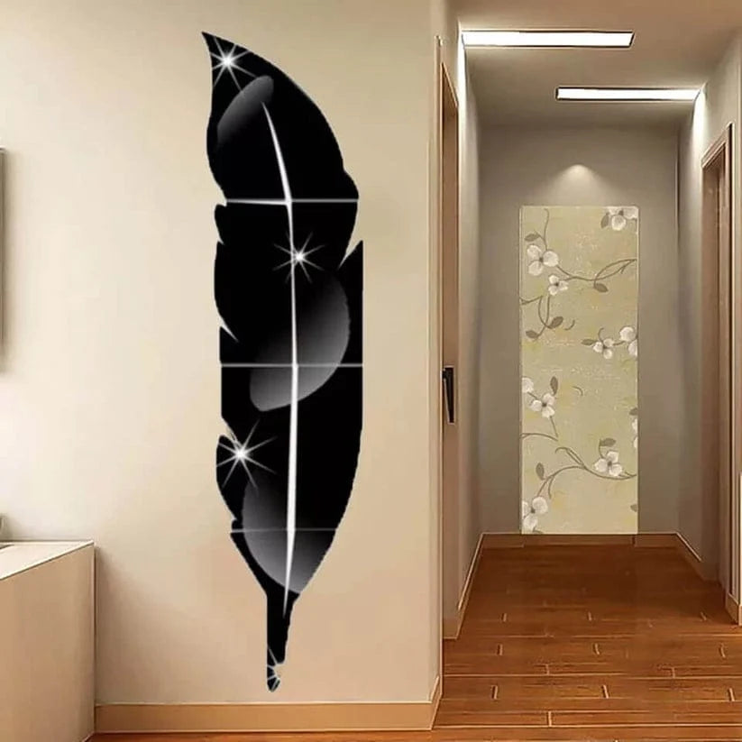 3D Acrylic Leaf Wall Mirror – Silver Decorative Room Decor