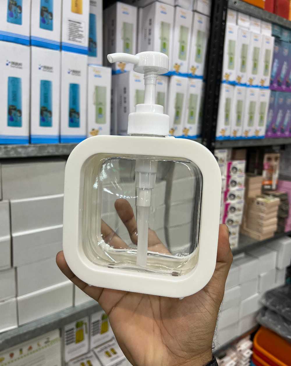 Premium 500ML Clear Liquid Soap Dispenser – Square Kitchen & Bathroom Bottle